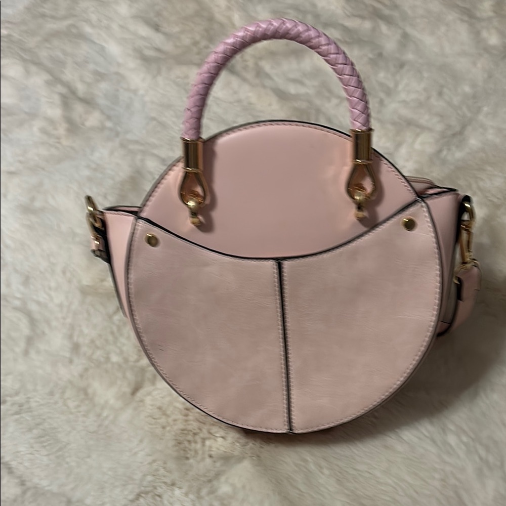 Pink Shoulder Bag with Gold Accents and Braided Strap-NWOT
